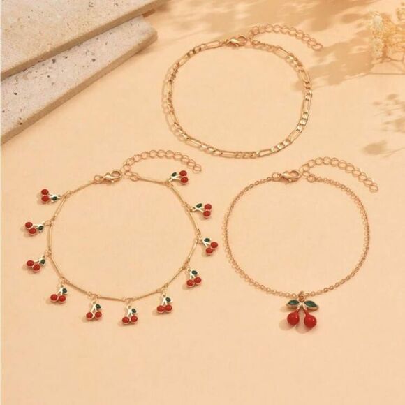 Cherry Charm anklet Set A1234 - Picture 2 of 4